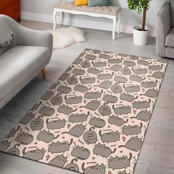 cute pusheen cat pattern area rug 0