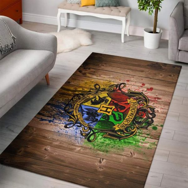 hogwarts wood logo harry potter rug custom size and printing 0