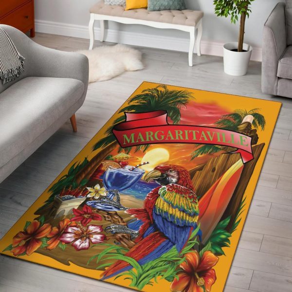 margaritaville orange parrot beach area rug 0