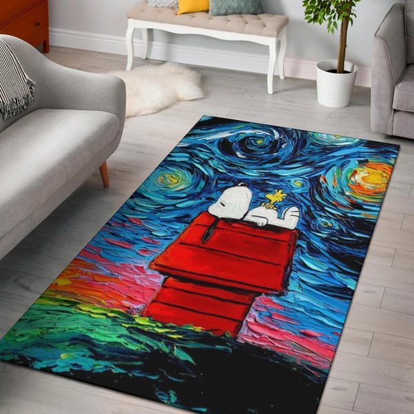 starry night snoopy area rug 0