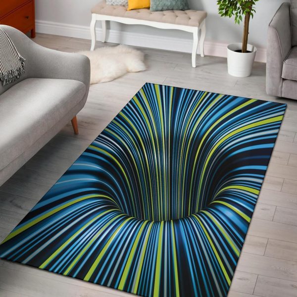 tunnel illusion black hole area rug 0