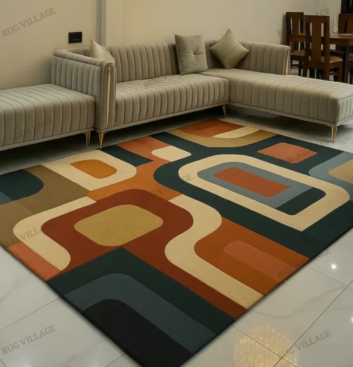 Mid Century Retro Blocks Rug