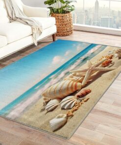 Modern Coastal Coral Reed Rug