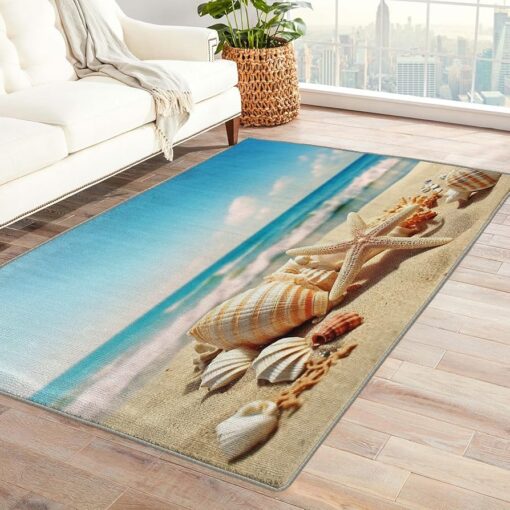 Modern Coastal Coral Reed Rug