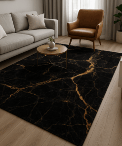 Black Ember Marble Rug