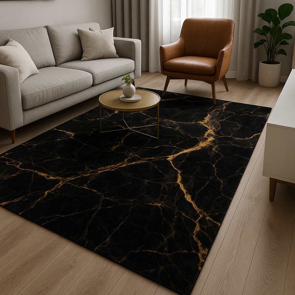Black Ember Marble Rug