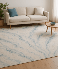 Blue Mist Cream Marble Rug