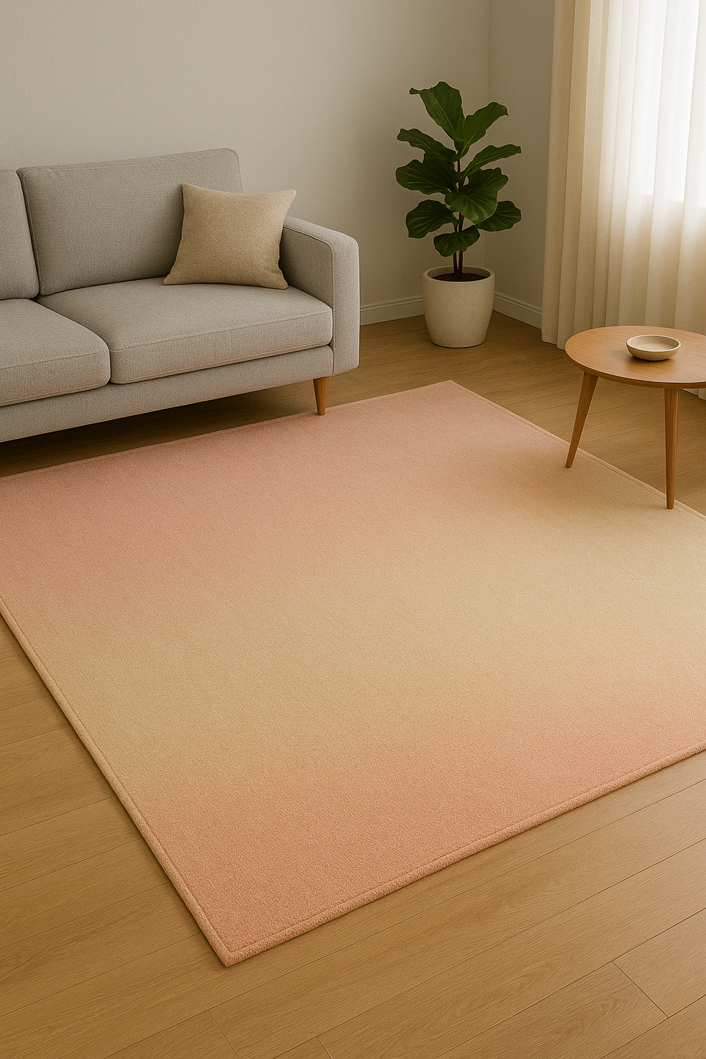 Gradient color block patterned rug