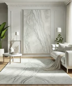 Gray and white marble patterned carpet