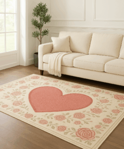 Heart shaped decorative rug