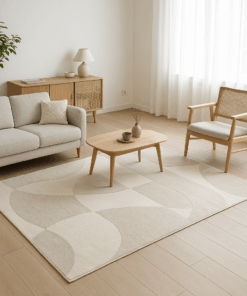 Light gray geometric minimalist rug