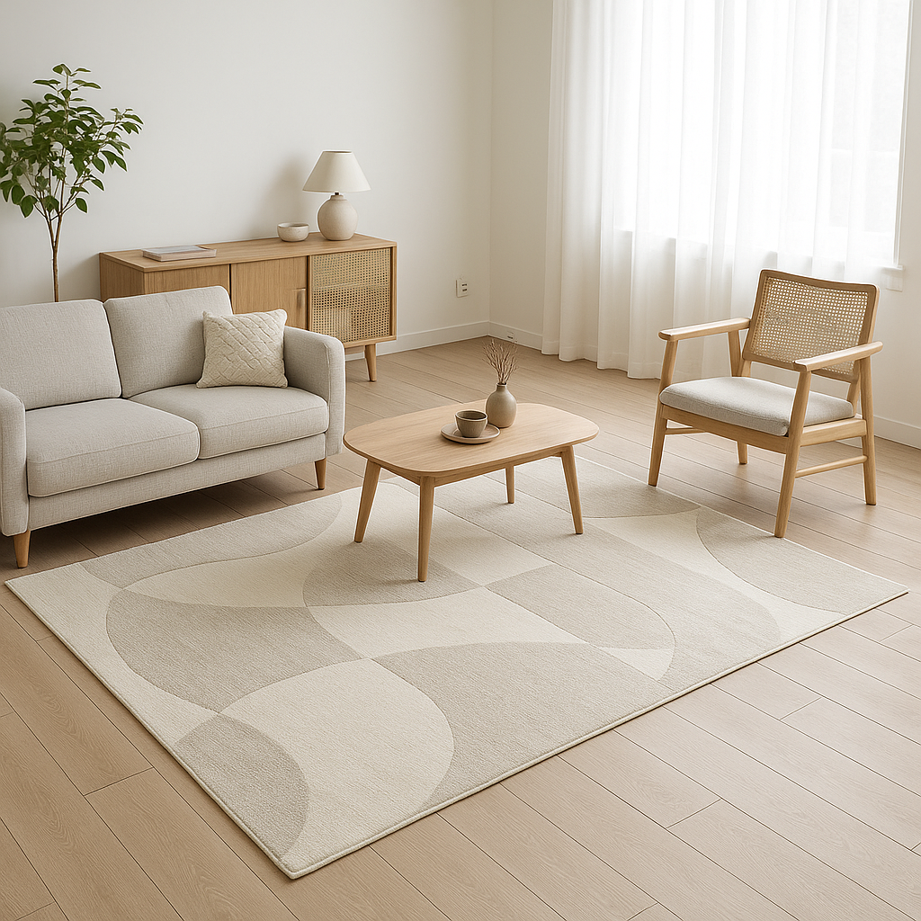 Light gray geometric minimalist rug