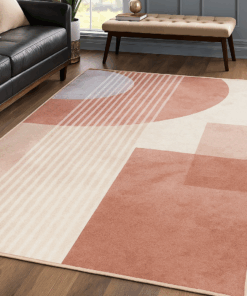 Minimalist Geometric Pink Rug
