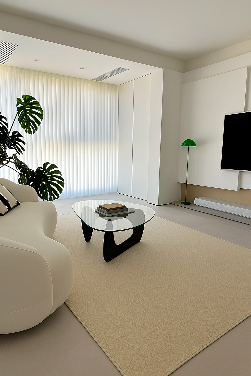 Neutral beige polyester carpet