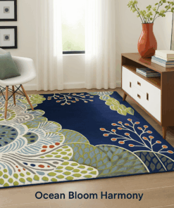 Ocean Floral Harmony patterned rug