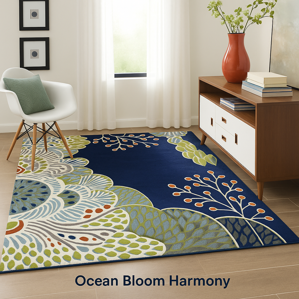 Ocean Floral Harmony patterned rug