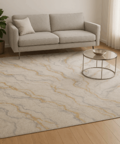 Silver Gold Luxe Marble Rug