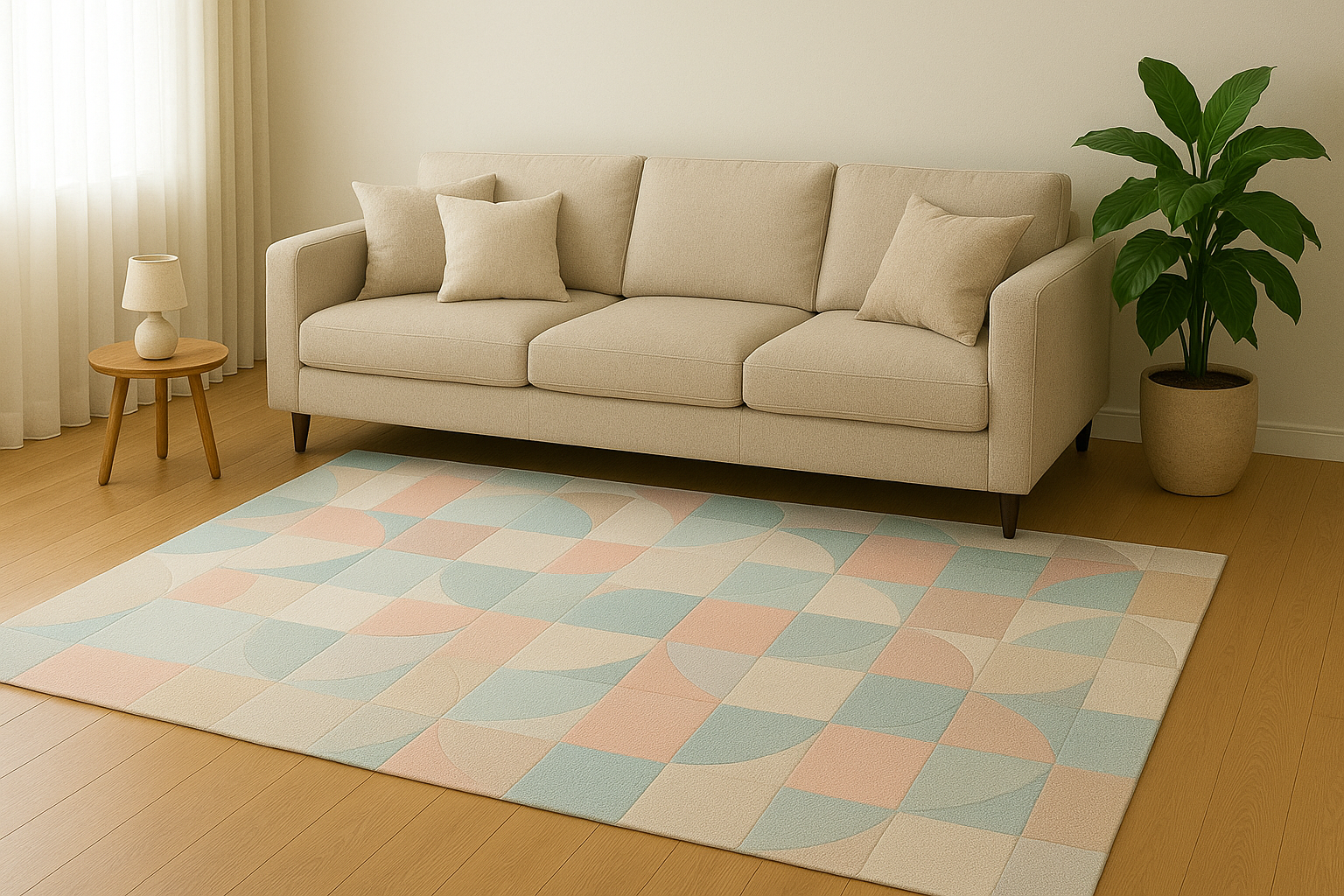 Soft Pastel Geometric Rug