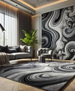 dark gray, charcoal, black marble carpet
