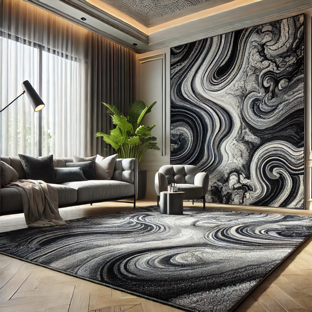 dark gray, charcoal, black marble carpet