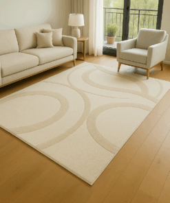 geometric carpet with embossed arc pattern