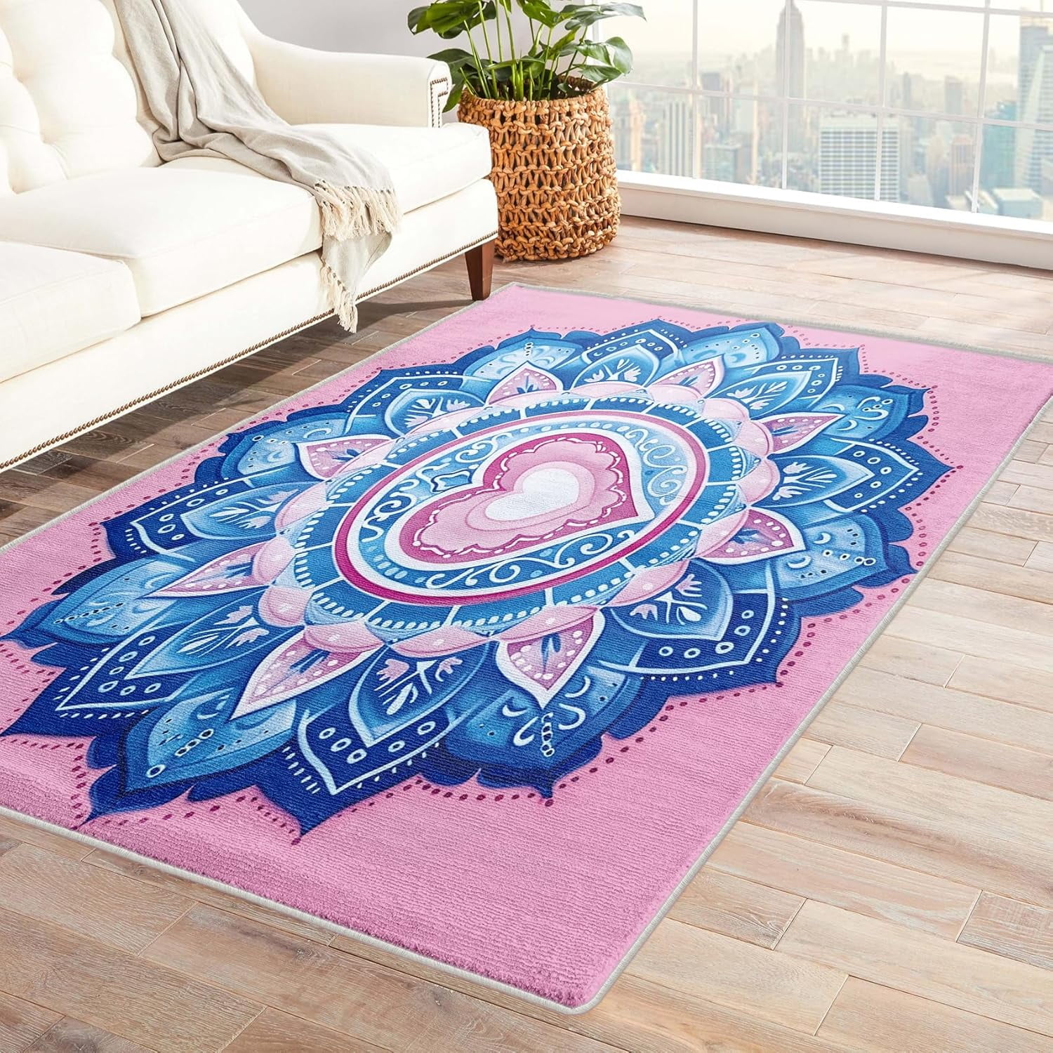 premium mandala heart rug