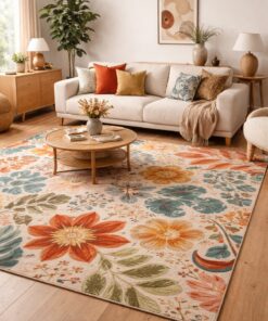 Bright bohemian living room rug