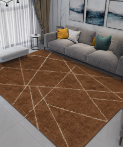 Brown rug and geometric lines