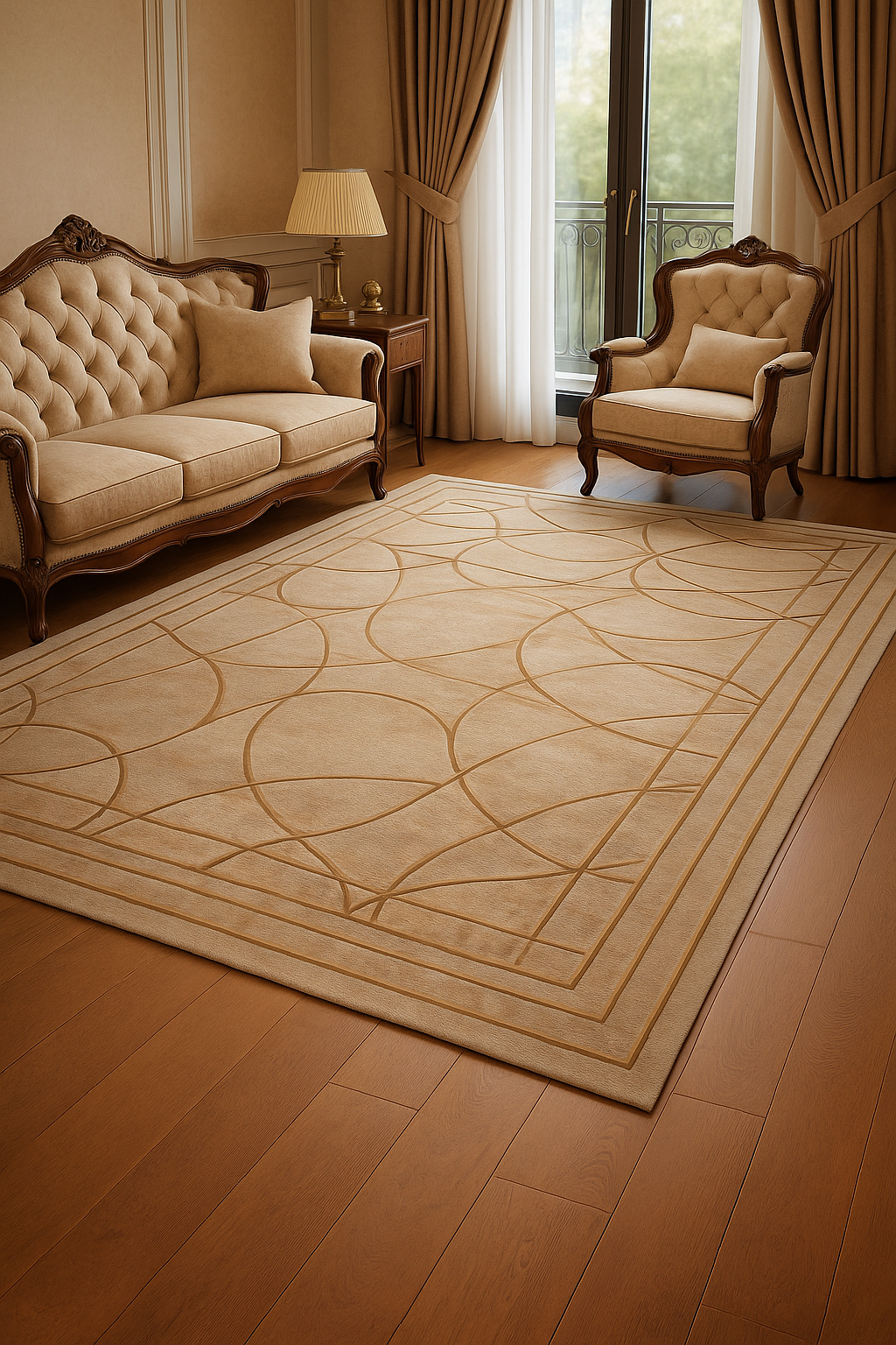 Elegant Curve Beige Carpet