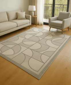 Geometric rug in begic tones
