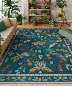Lahome floor rug with insect pattern