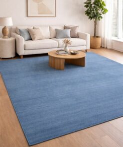 Luxurious plain blue rug