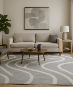 Modern Grey Abstract Lines Rug