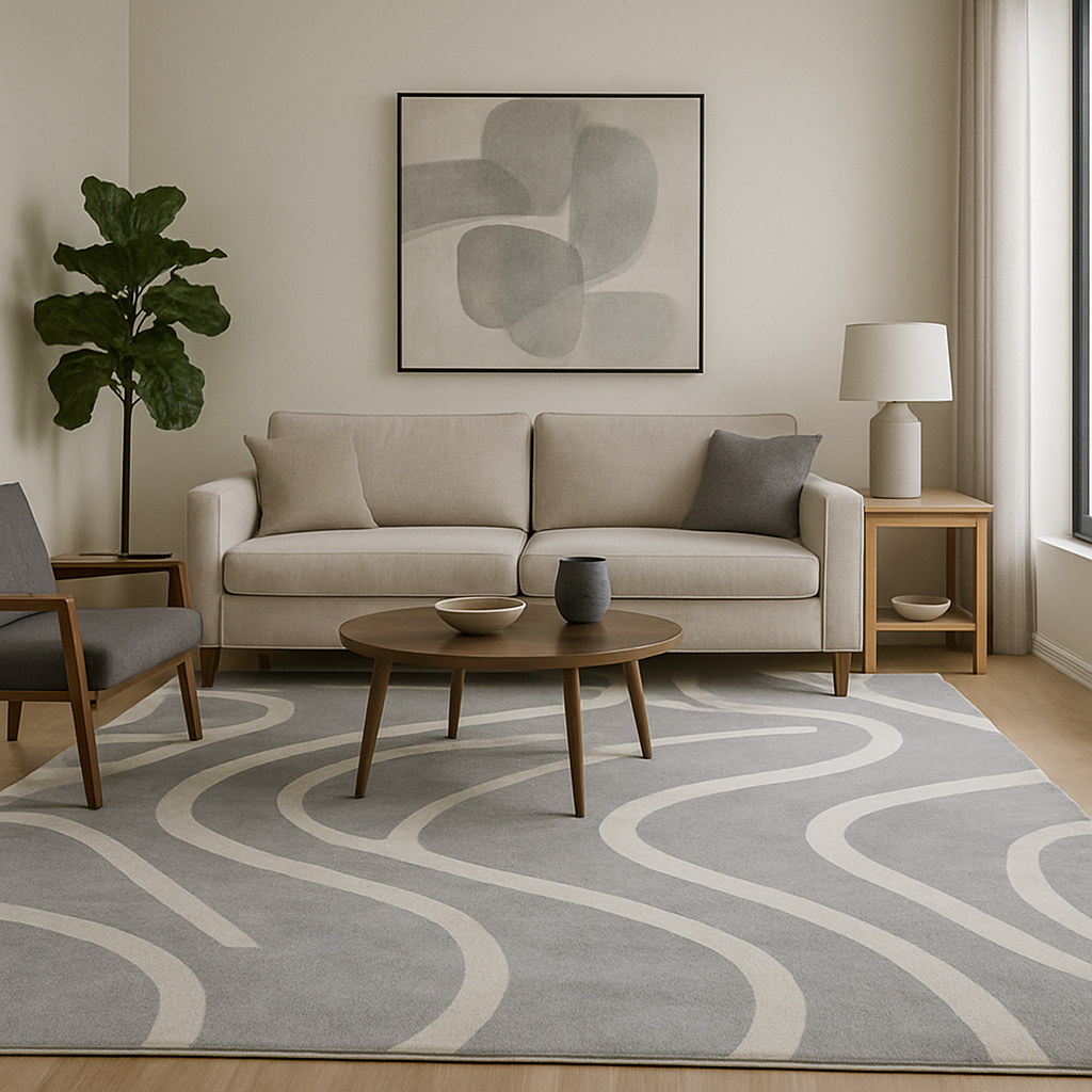 Modern Grey Abstract Lines Rug