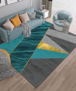 Modern turquoise combination rug