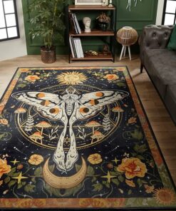 Mysterious moth carpet in boho style