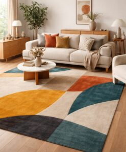 Room rug with dynamic block color scheme