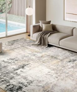 abstract style gray patterned rug