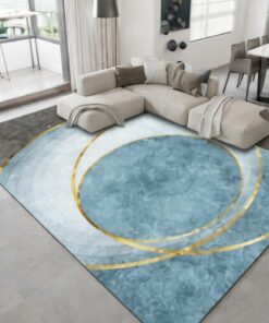 blue circle living room rug