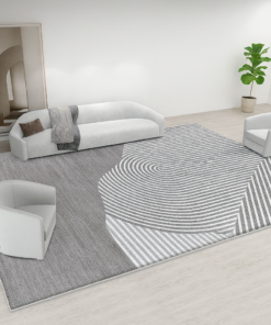 gray geometric undulating rug