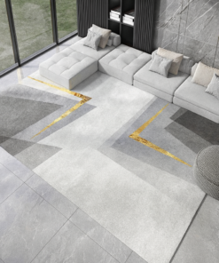 light gray geometric patterned rug