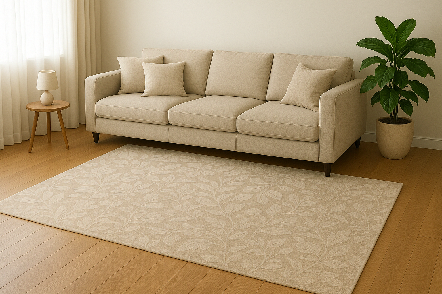 luxurious beige vine patterned carpet