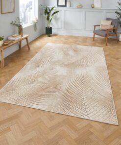 Cream beige feather patterned rug