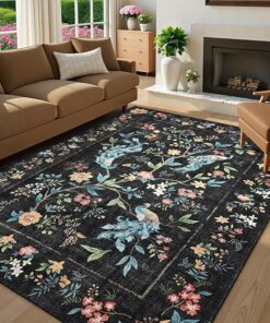 Midnight Garden Floral Area Rug
